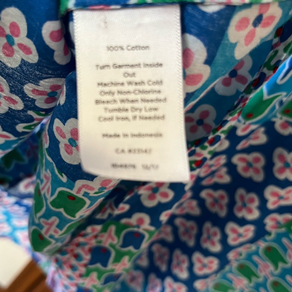 Talbots Classic Cotton Button Front Shirt Retro Multi Floral Tulip Print Top - Picture 9 of 10